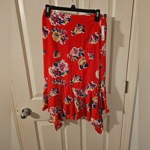 BP NWT Orange Floral Asymmetrical Skirt Size S